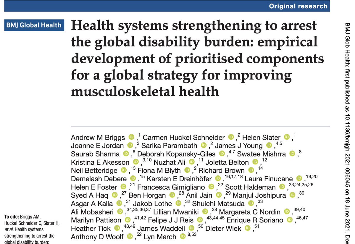 A much needed global strategic response to improve MSK health -a proposed framework, great work @AndrewMBriggs & @MSKHealthGlobal 👇👇👇👇@JeremyLewisPT @PeteOSullivanPT gh.bmj.com/content/6/6/e0…