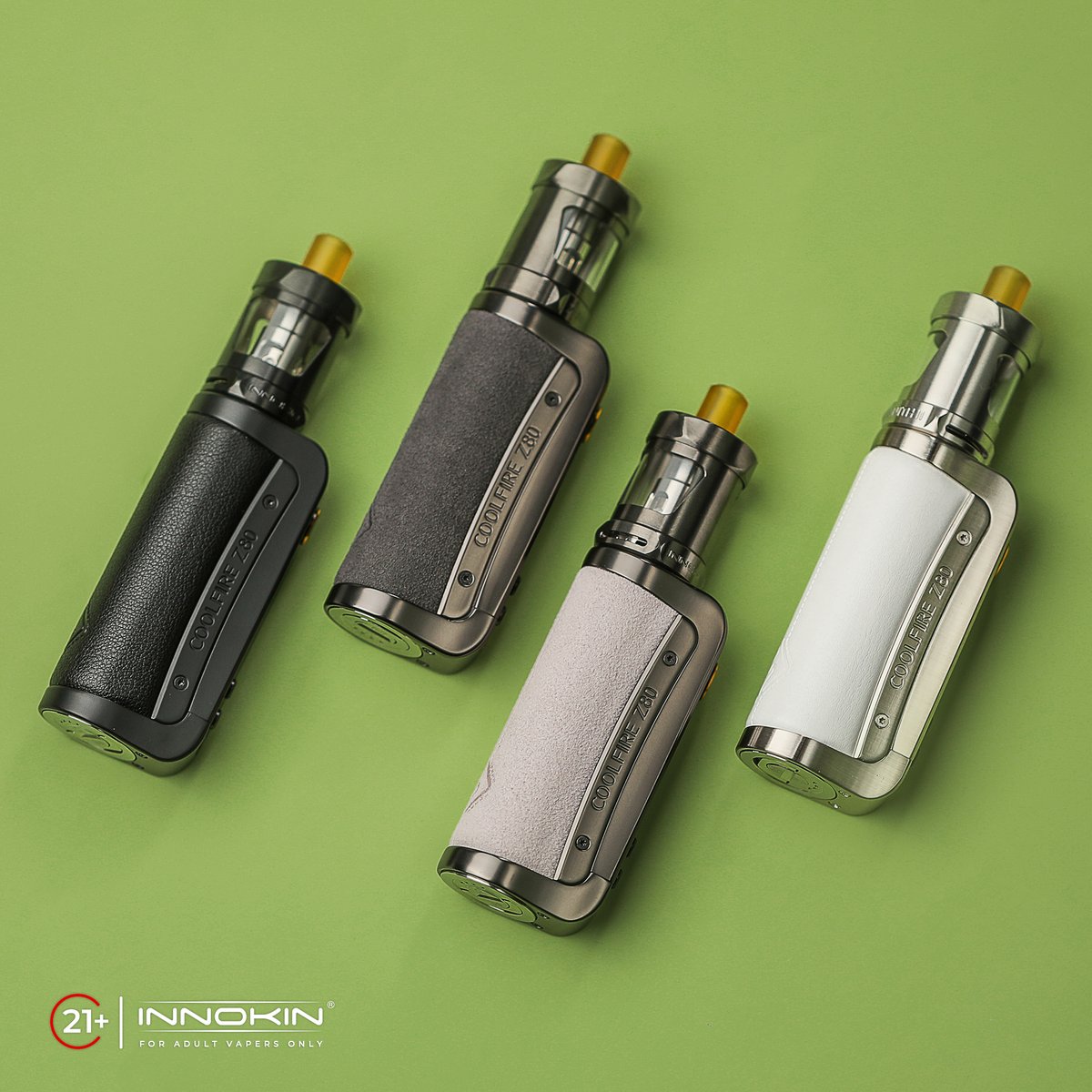 Innokintech's tweet photo. #InnokinCoolfireZ80 &amp; #InnokinZenithII --- Combined Excellence.😊
There are four colors for the option, which color do you like the best? 
Leather Black
Ash Grey
Cloudy Grey
Leather White
#ecig #vape #vapelife #Innokin https://t.co/dq86oNAapU