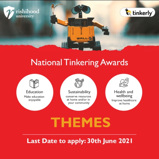 tinkerlygroup's tweet photo. Let's get familiar with the 3 major themes of the National Tinkering Awards!
Bring your innovative ideas to life with National Tinkering Award & stand a chance to win exciting rewards!
Apply at https://t.co/5PECjLdicH
.
@RishihoodUni
.
#NTA2021 #Tinkerly #RishihoodUniversity https://t.co/cX0DnbDx8c