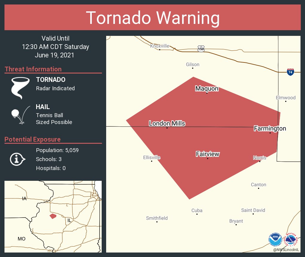 Tornado Warning including Farmington IL, Fairview IL ...