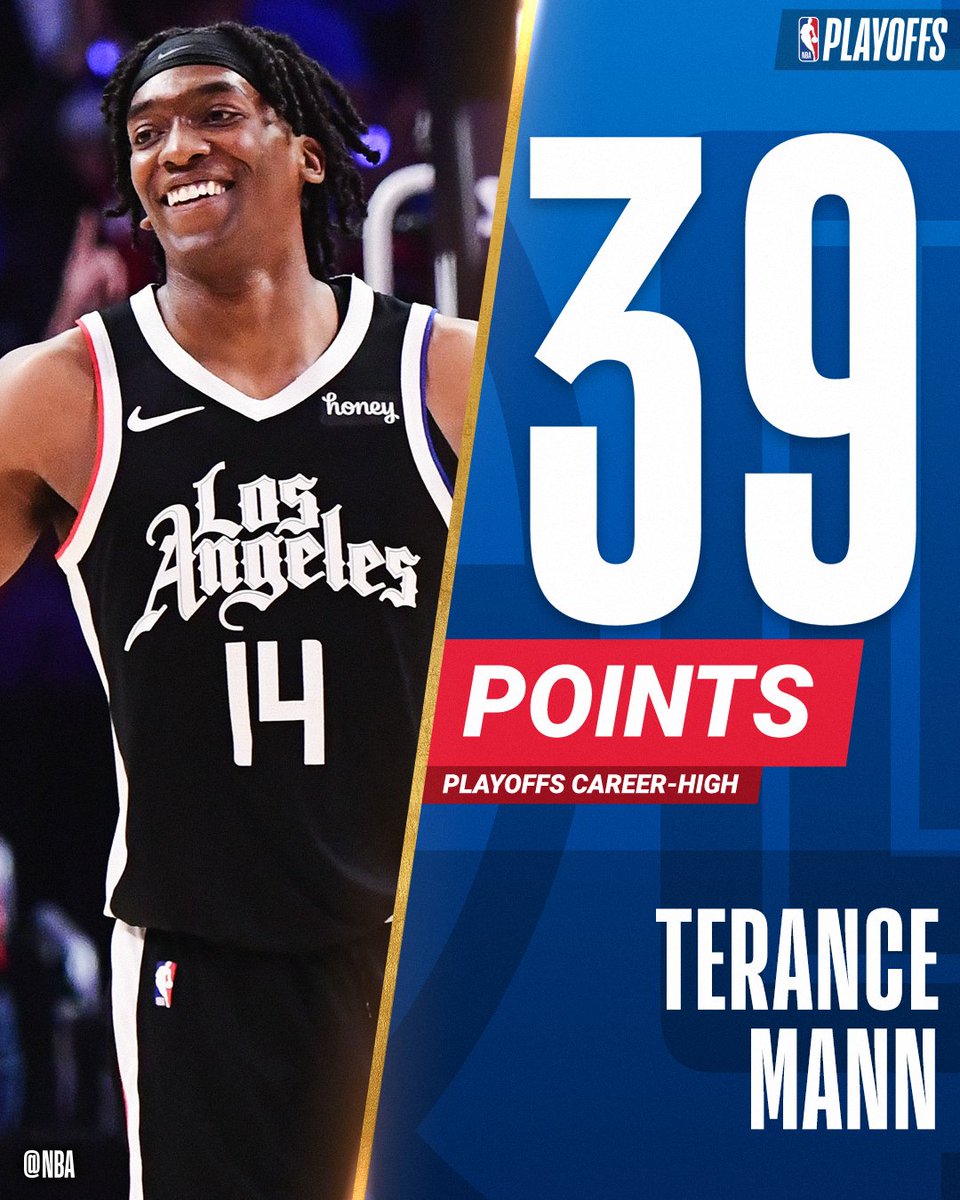 NBA's tweet photo. 🔥🔥🔥 WHAT A GAME from @terance_mann to send the @LAClippers to the #NBAWCF presented by AT&amp;T!

#ThatsGame #NBAPlayoffs https://t.co/BO2DElnS2H