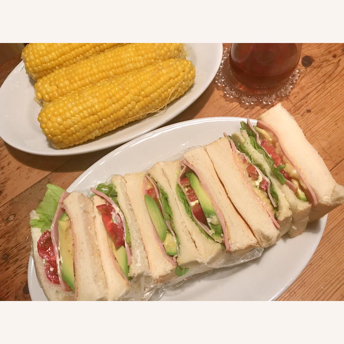 ryunosuke_h's tweet photo. #lunch #わんぱくサンド #アボカドハムチーズトマトサンド #avocado #dijonmustard #royalbread #金谷ホテルベーカリー #萌え断 #とうもろこし #corn #採れたてとうもろこし #千葉産とうもろこし #goldrush #sandwich #ほうじ茶 #加賀棒茶 #おうちカフェ #おうちカフェめし #カフェめし #StayatHome https://t.co/l0ACunXGEN