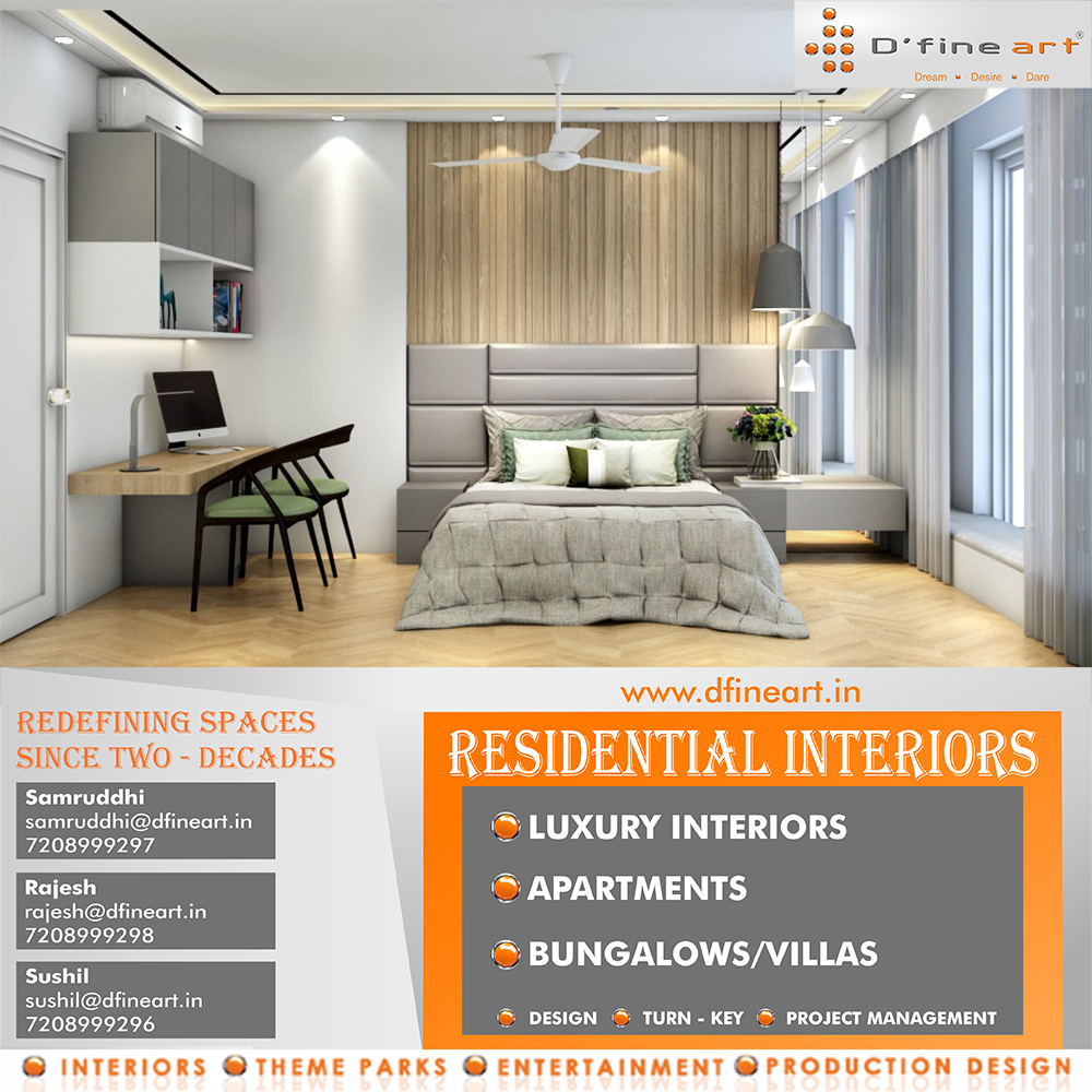 Here's a view of our bedroom interior we created for one of our residential project.

Call us on +91 72089 99296/7/8 today to get a free consultation from our experts on all your Interior queries!

#dfineart #narendrarahurikar #residentialproject #bedroominterior #bedroomintriors