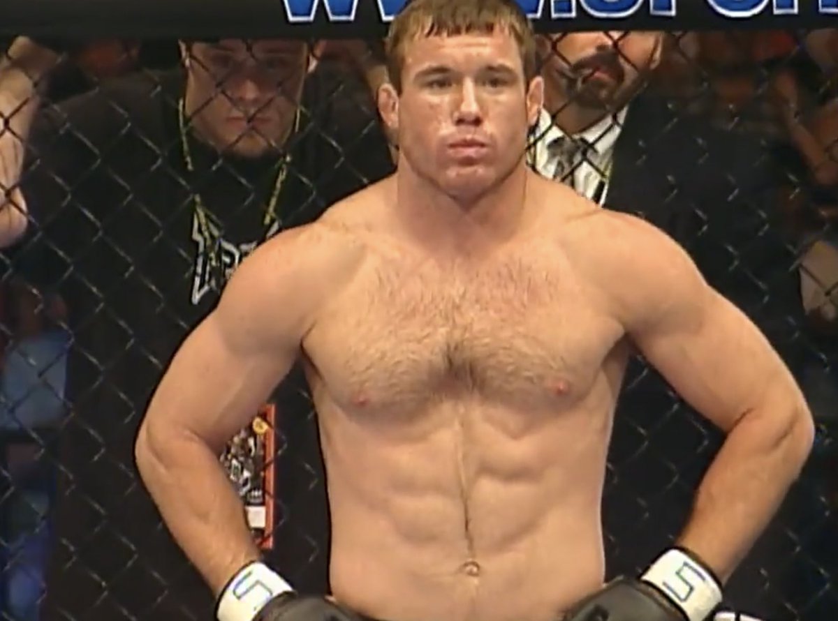 RMH_MMA's tweet photo. The night the Muscle Shark and Matt Hughes collided. I always felt Sean Sherk was like a miniature Brock Lesnar. And he was undersized for 170. #UFC42 https://t.co/PO48KUhssz