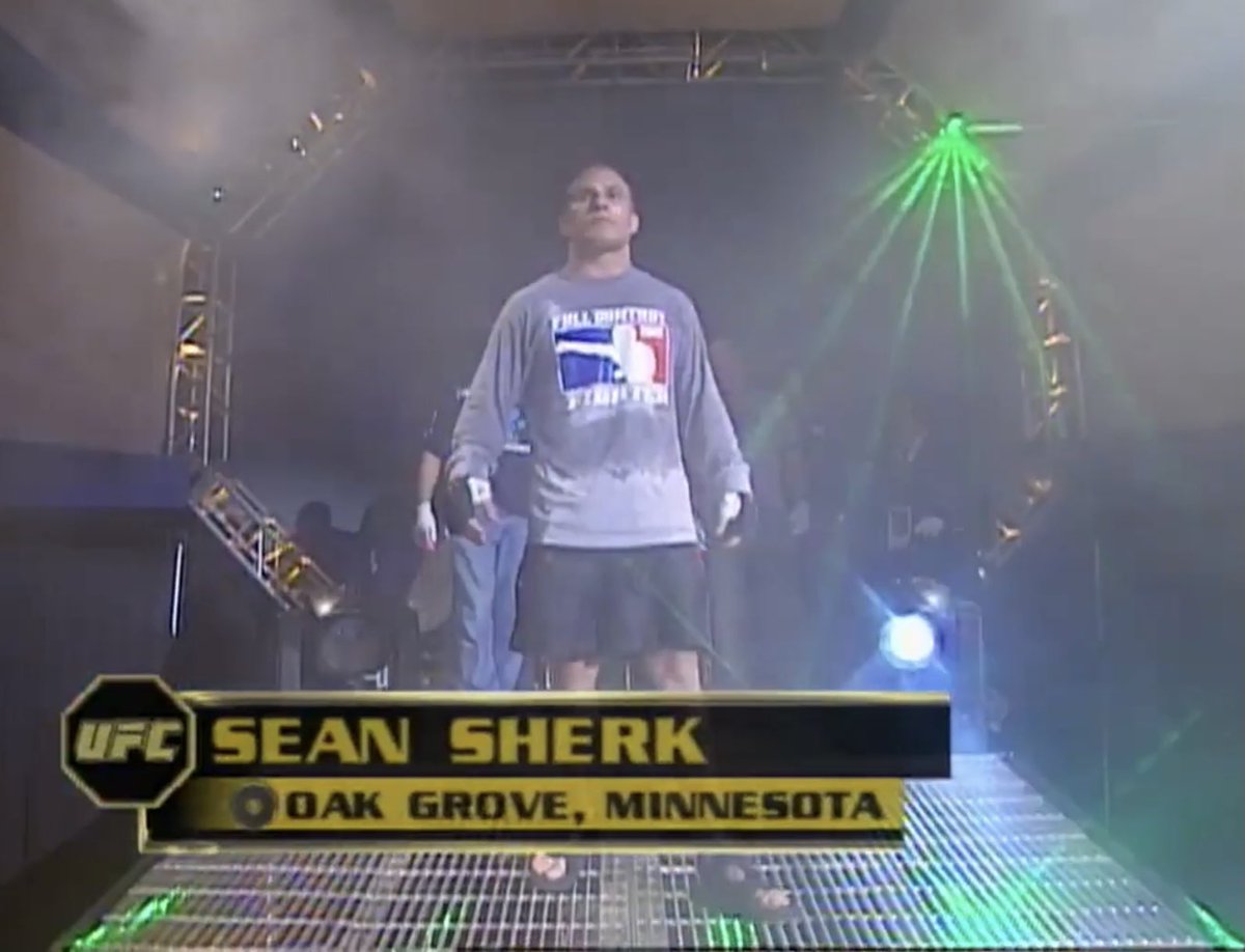 RMH_MMA's tweet photo. The night the Muscle Shark and Matt Hughes collided. I always felt Sean Sherk was like a miniature Brock Lesnar. And he was undersized for 170. #UFC42 https://t.co/PO48KUhssz
