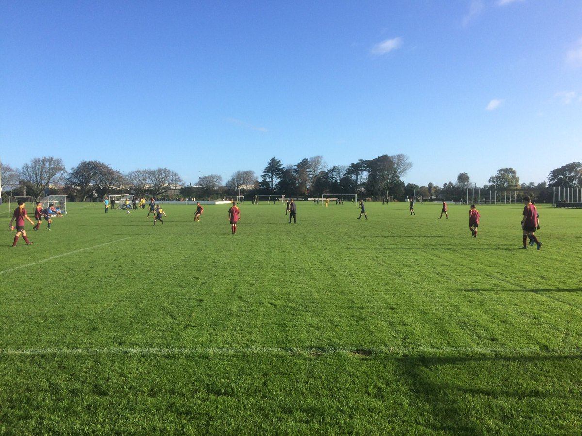 KingsC_Football's tweet photo. After torrential rain in the early morning, by 9am the skies had cleared to give our @KingsCollegeAk 14A team ideal weather for its match against Northcote College on King’s #1 pitch https://t.co/QtnLQFDEdv