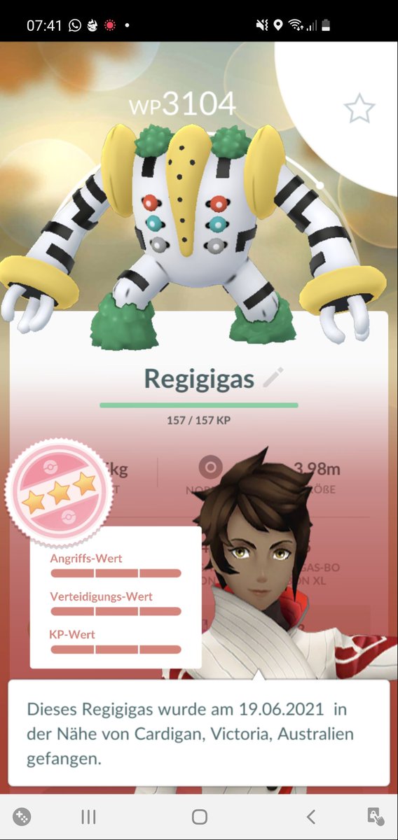 Brun0P7lz's tweet photo. Jeah😍😍 Heute mal Glück gehabt und ein 100% Wetter-geboostetes Regigigas mitgenommen.
#PokemonGo #IV100 #Pokemon #Regigigas https://t.co/4s79UNhPZc