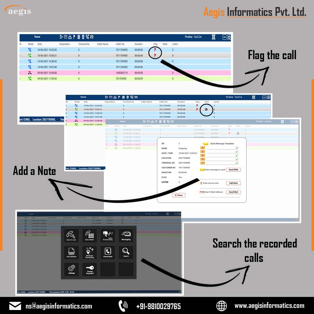 aegisinformatic's tweet image. #Aegis_Informatics - Flag, Add a Note and Search Recorded Calls in GSM Voice Terminal
#GSMVoiceTerminal #FixedCellularTerminal #GSMFCT #BuyGSMFCT #SearchRecordedCalls #FlagRecordedCalls #CallRecordingSoftware