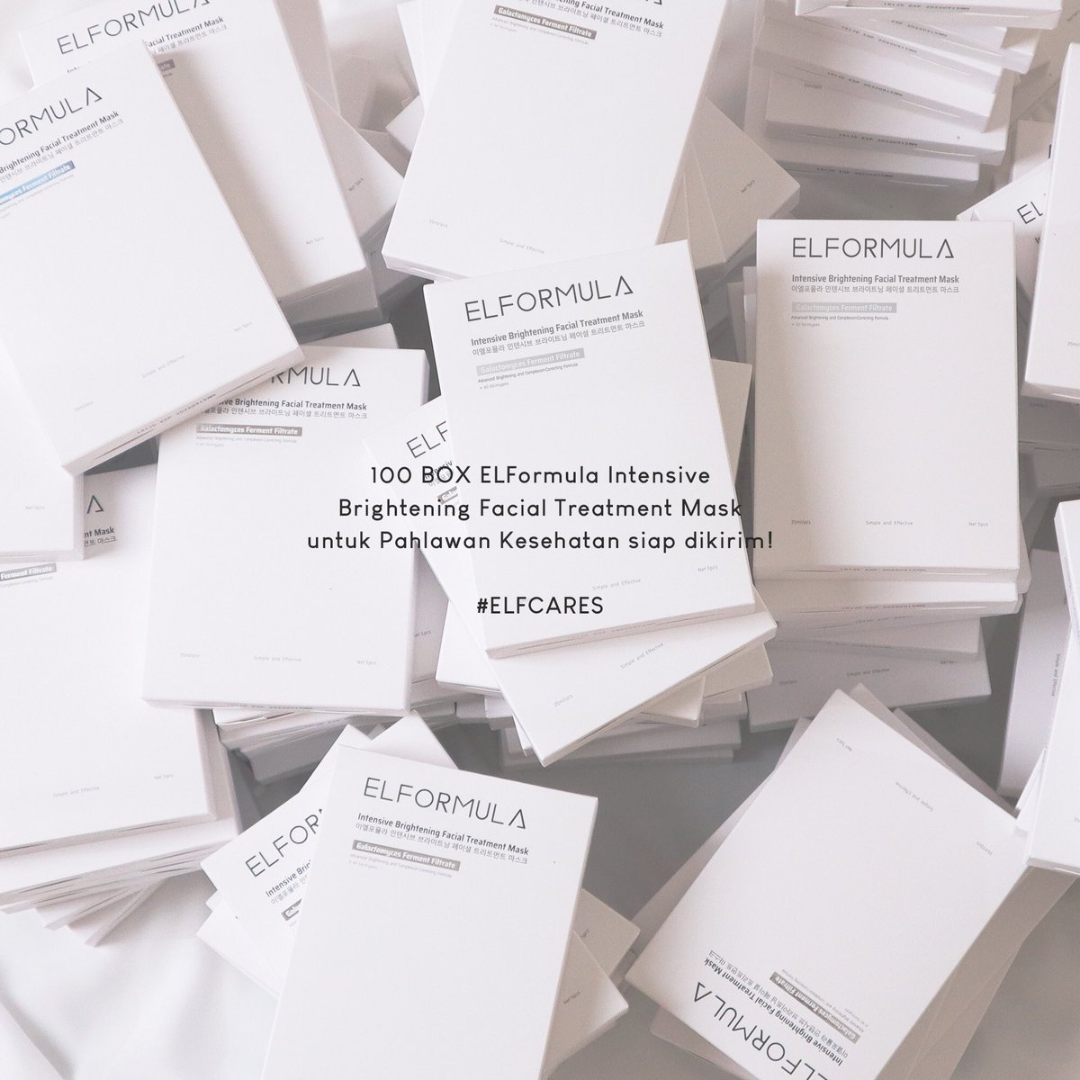 𝐄𝐋𝐅 𝐂𝐀𝐑𝐄𝐒 𝐅𝐎𝐑 𝐓𝐇𝐄𝐌!

100 BOX Elformula Intensive Brightening Facial Treatment Mask untuk Pahlawan Kesehatan! 

instagram.com/p/CQSkeEHJ1Pm/…
