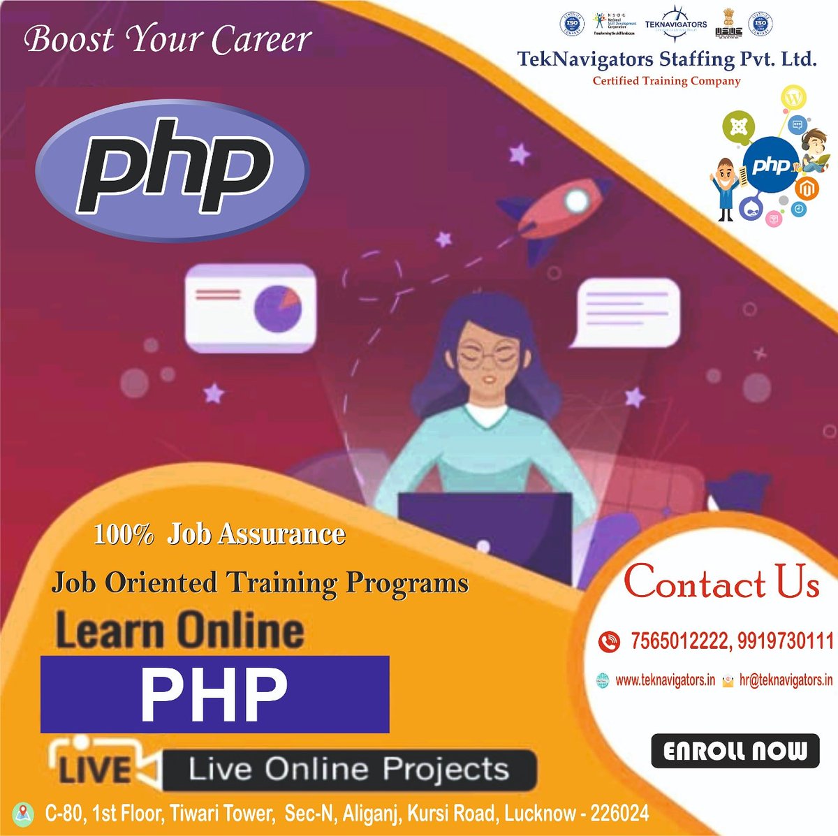 TeknavigatorsL's tweet image. #TekNavigatorsTrainingLucknow
#PHPDevelopment
#PHPWebsiteDevelopment
#PHPWebsiteDesigning
#TechnicalTrainingPrograms
#Internship_Programs