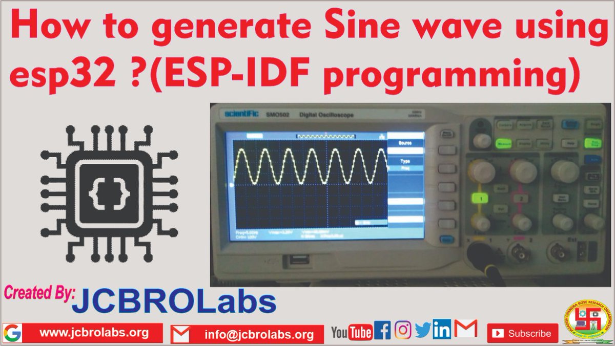 JcbrOlabs's tweet image. How to generate Sine wave using #esp32 ? (ESP-IDF programming). 
#embedded #embeddeddeveloper
#makeinindia #coding #staircase #rampsignal
#TeamIndia #WearAMask link of the video- youtu.be/kyAvhhgoy6g
