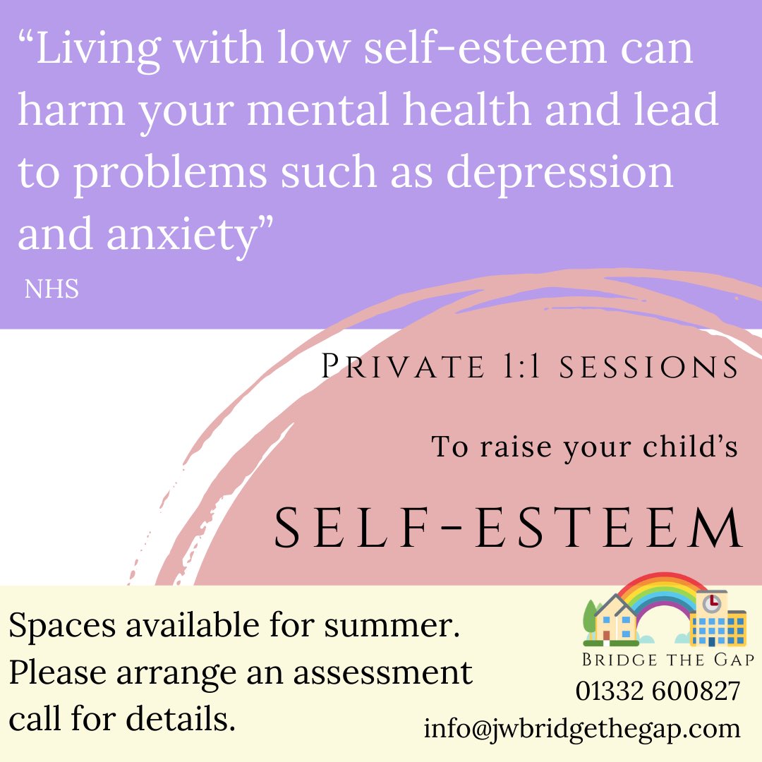 BridgetheGapFW's tweet photo. A boost to children’s self-esteem.

Two or four 1:1 sessions in a relaxed, safe environment to help children know what self-esteem is and how they can discover their strengths, uniqueness, and values within.

Available over the summer holidays 👍🏼🌈💚 

#fundthehubs #derbycity https://t.co/DFtgW0K5F2