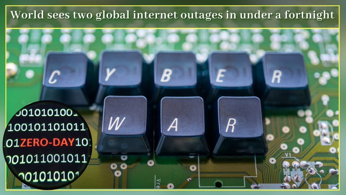 samirsinh189's tweet photo. Globally, major banks &amp; airlines face online services outage. Week earlier, we saw huge internet outage wherein some of world's biggest sites went down. With two global internet outages in under a fortnight, are we in midst of some kind of #ZeroDay #CyberWar or its testing? #WW3 https://t.co/uwcP5dRfou
