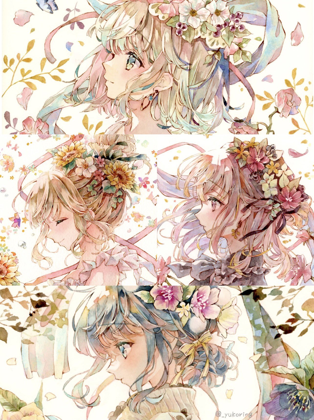 優子鈴 ゆこりん 新刊booth 透明水彩 春夏秋冬の花冠と横顔をテーマに4枚描きました 透明水彩 21年自分が選ぶ今年上半期の4枚 T Co Pcggf8r6li Twitter