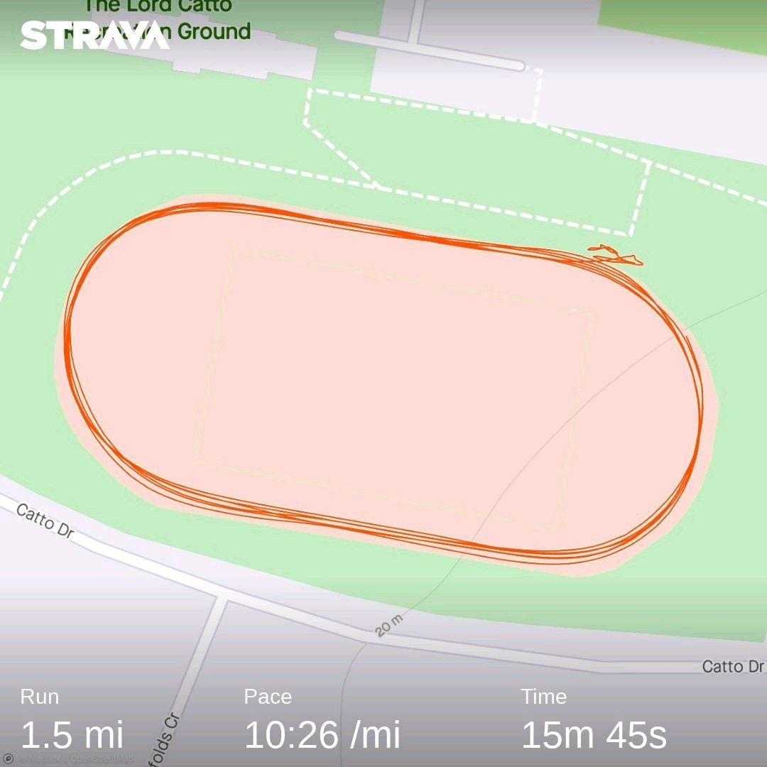 Nice morning fir a wee run round track Check out my activity on Strava: strava.app.link/FVjZxoD4chb