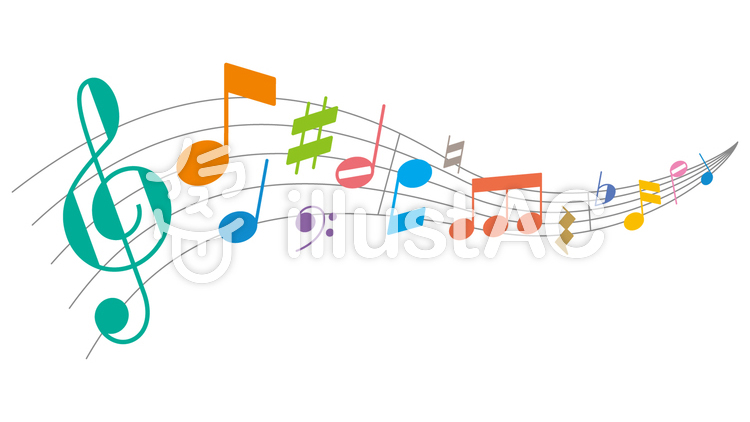 Uzivatel しぶしぶ Na Twitteru カラフルでポップな音符と記号いっぱいの五線譜 モノクロもあります ストックイラスト イラストac フリー素材 T Co T2urfrhxsh