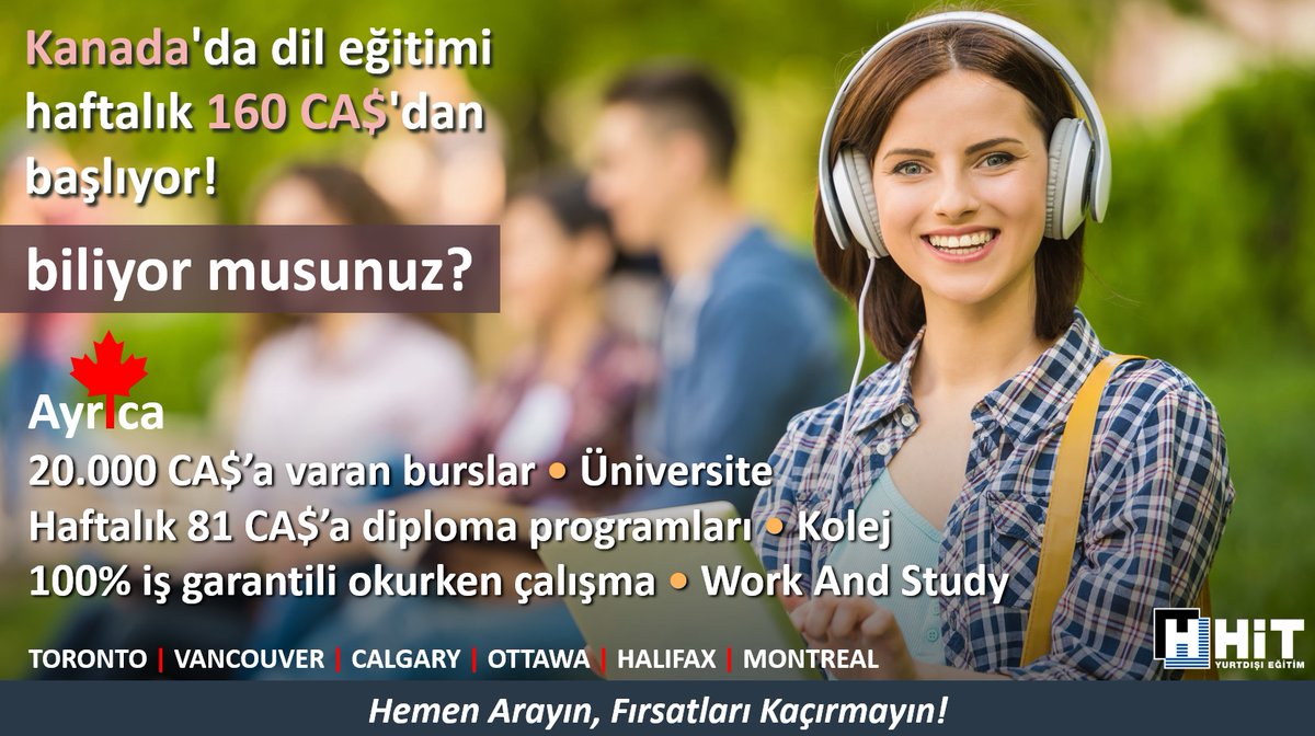Kanada eğitim hedeflerinizi HiT güvencesi ile gerçekleştirin. Geleceğinize doğru adımla başlayın.

☎️ (0212) 296 46 00  🌐hit.com.tr
📗 WhatsApp (0541) 296 46 00

#kanadadaeğitim #kanadadilokulları #kanadaüniversite #kanadayükseklisans #workandstudykanada