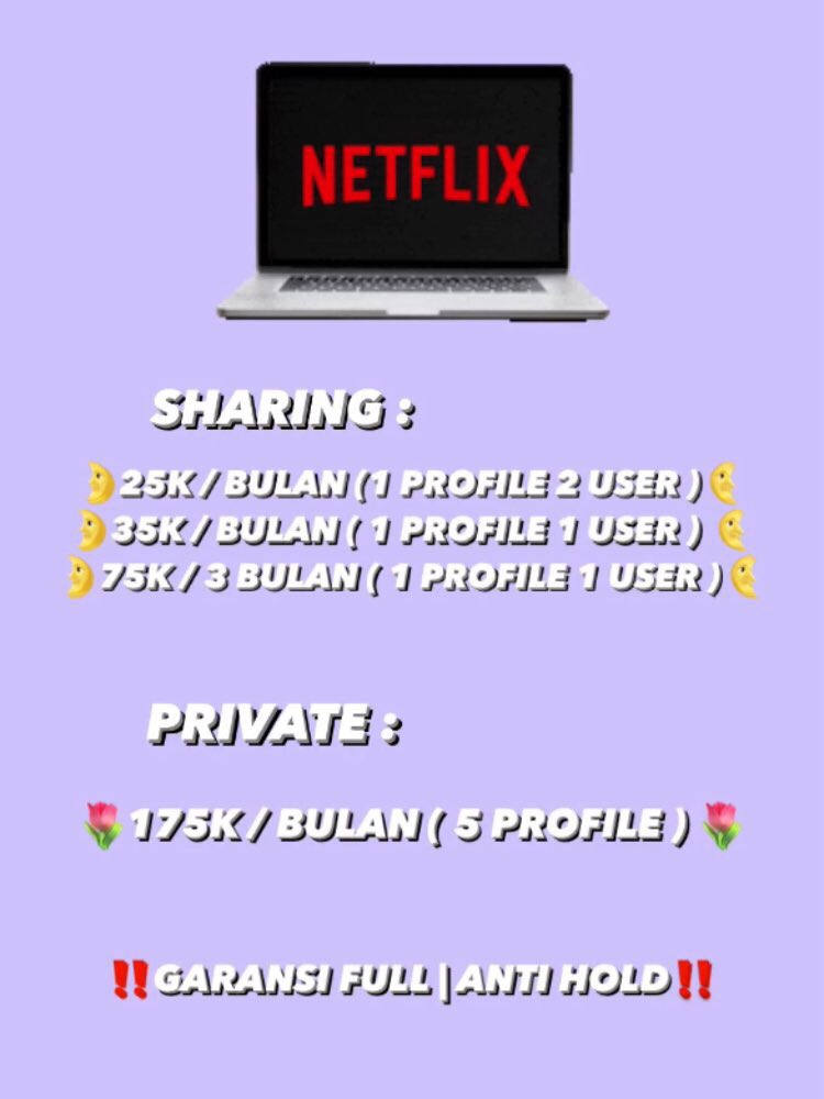 pinkkyz's tweet photo. 🍿READY NETFLIX START 25K GARANSI FULL ANTI HOLD , ORDER?DM/WA🍿#zonauang #zonajajan #zonaBU https://t.co/2joIVByUEZ