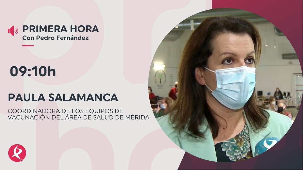 primerahoraCEX's tweet photo. 📌Este lunes conocemos el lado más humano de los equipo de vacunación #COVID19 con la responsable de enfermería del @AreaSaludMerida y hablamos con @ccoo_ext de movilizaciones en la CN de Almaraz

📌 Comentarios de @juanvierabenite y Estela Contreras @ImexJuntaEx 

📌Tertulia https://t.co/mgnkQGBJmP