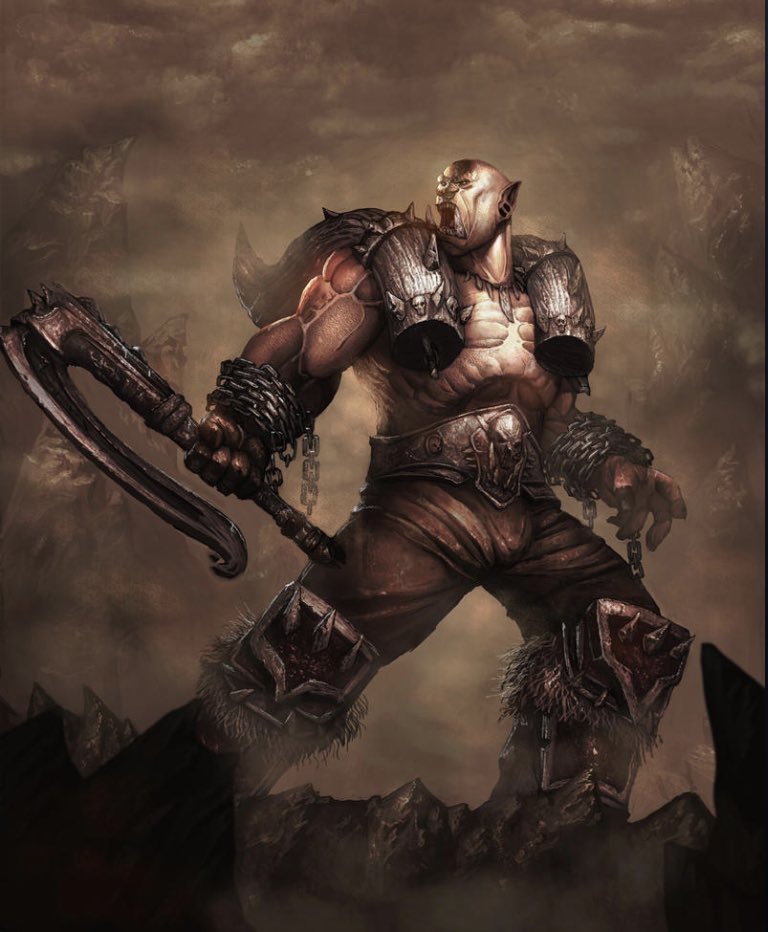 OTDorcs's tweet photo. tonight’s late night orc is Garrosh Hellscream from World of Warcraft! he’s a warchief of the horde, and i think he looks like he would be a good hugger maybe
(also he’s gay, for personal reasons) https://t.co/rmfBYauhfx