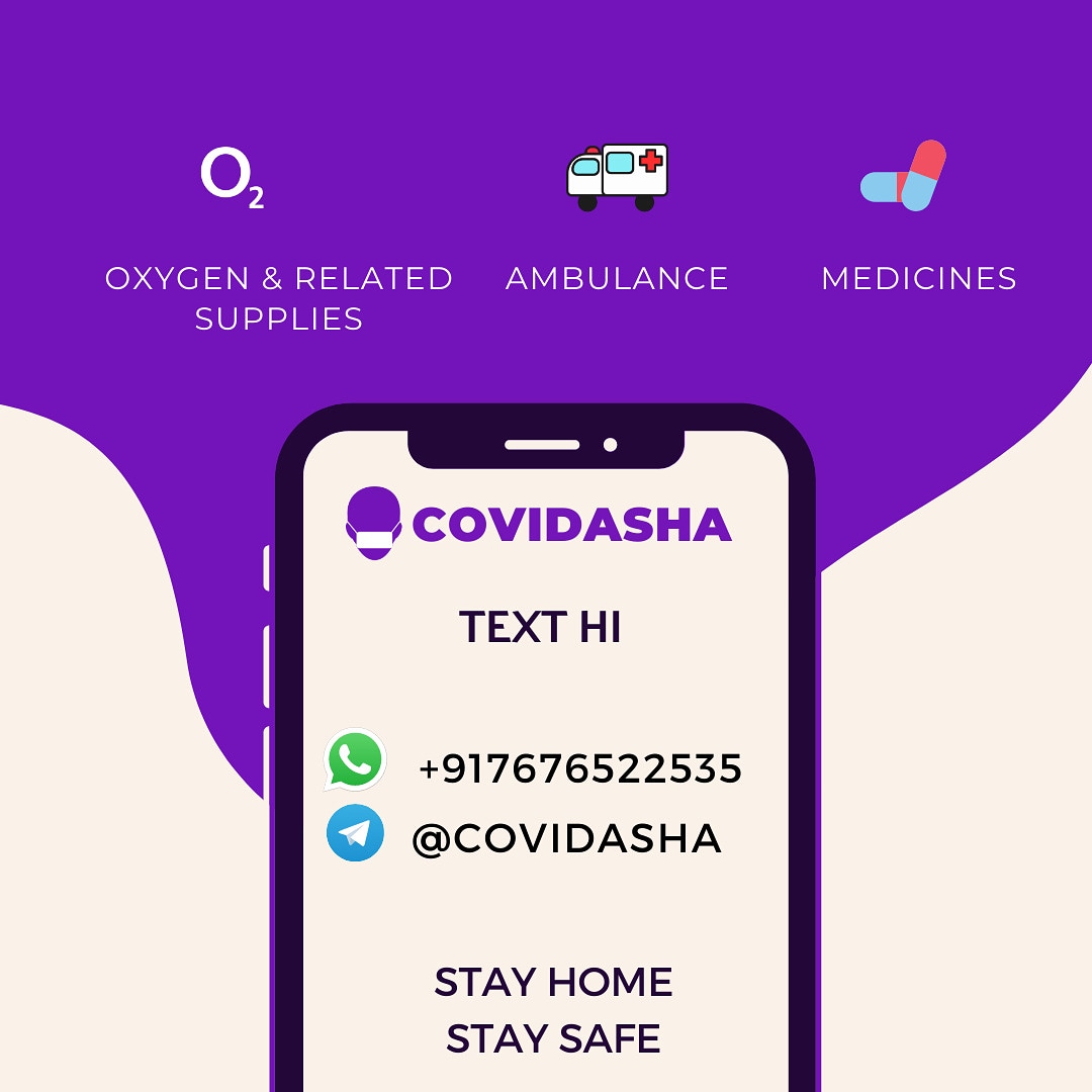 Get easier access to #Vaccination slots, #Ambulances, #Medicines and #Oxygen in your city with the CovidAshaBot. 
Say hi to us on:
Whatsapp: wa.me/+917676522535?… 
Telegram: t.me/COVIDAshaBot
Messenger: m.me/101591655418775
<a href="/1mgOfficial/">Tata 1mg</a>