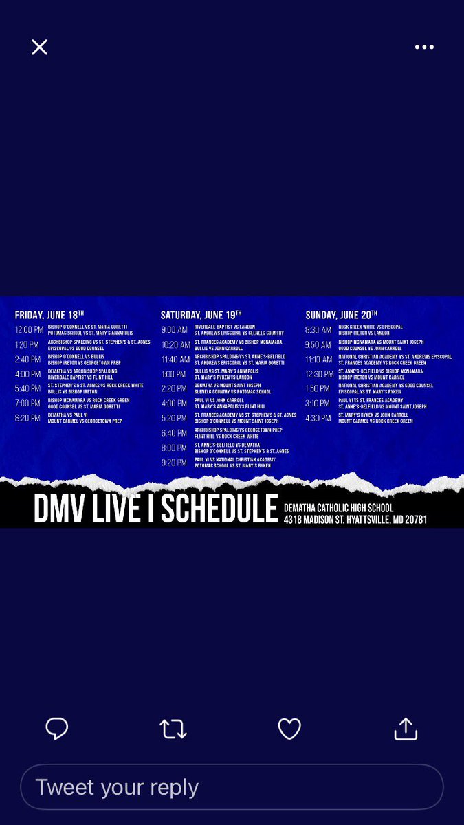 smrboysbball's tweet photo. Great opportunity for our program this weekend competing in @DMVLiveDeMatha starting today.
Game times at 1:00pm vs Landon in auxiliary gym and 9:20pm tonight vs. Potomac School in the aux gym!!
#FocusFightFaith #RykenFam https://t.co/BHJT0iRjEF