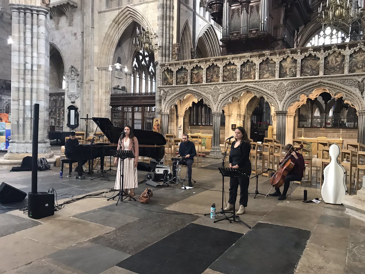 CofEDevon's tweet photo. We’re fortunate to have @StMattsExeter worship band with us at @ExeterCathedral this afternoon for our #stboniface awards service. We’re enjoying the sound check at the moment! https://t.co/tCy0WCDKAW