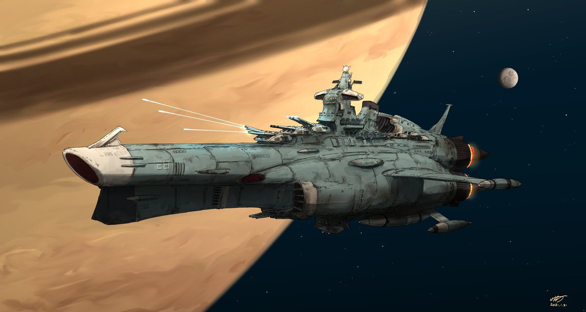 昔描いたオリメカたち 1 宇宙戦艦ネルソン 2 惑星破壊ミサイル艦 3 旧式戦艦 蒼衣わっふるのイラスト