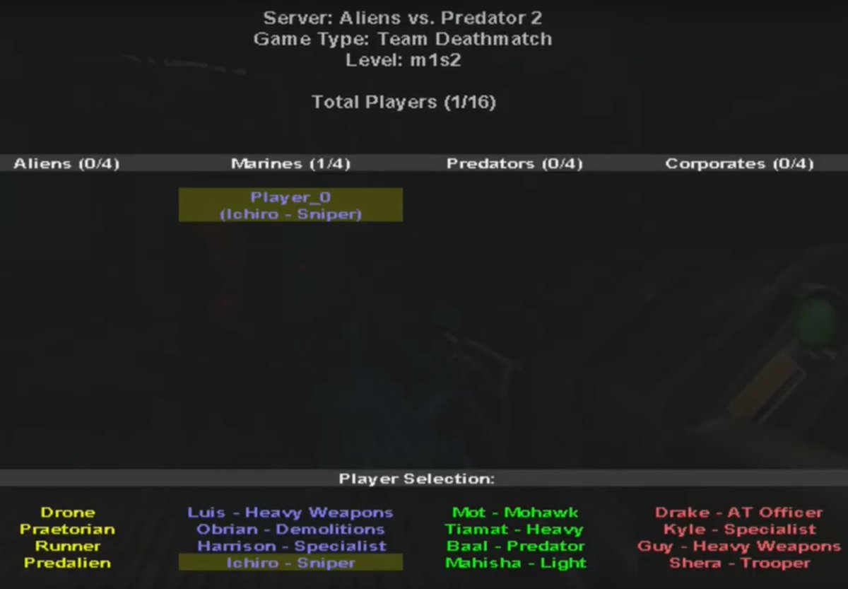 Stung_5's tweet image. #AliensvsPredator2 beta multiplayer character names.

#avp2 #avp2online #gameleak #beta #cutcontent #leakedbeta