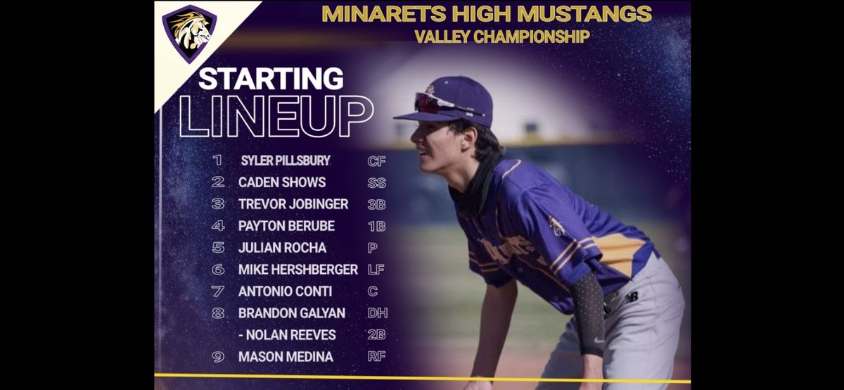 Here we go!! Div 5 Valley Championship today at 11 am! Senior Captain and <a href="/PAGMETER/">PAGMETER</a> player of the week Julian Rocha will be our starting pitcher. Go Mustangs!
