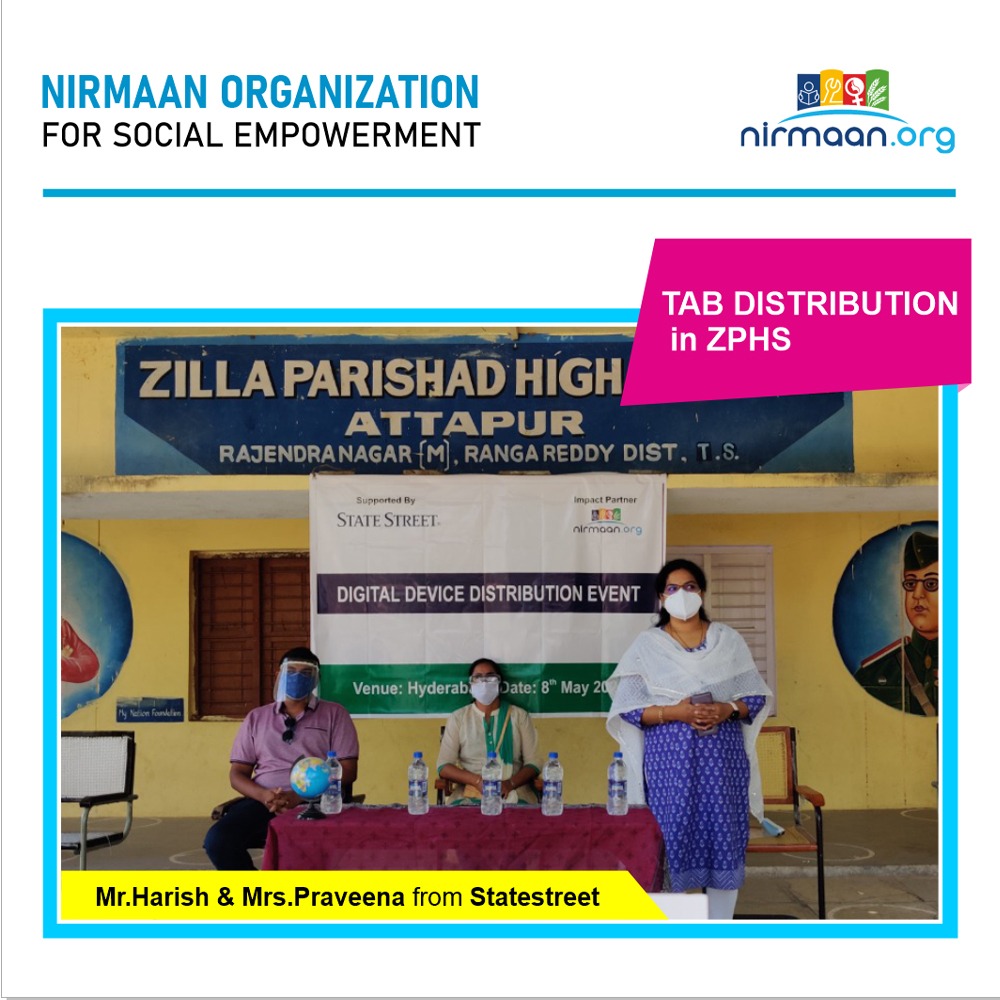 As a part of Educational programs, nirmaan.org along with StateStreet distributed electronic gadgets (tablets) to students at ZPHS, Attapur, Telangana
#nirmaan #nirmaanorganisation #nirmaanngo #ngohyderabad #ngoindia #helpruralindiabreathe #helpindiabreathe