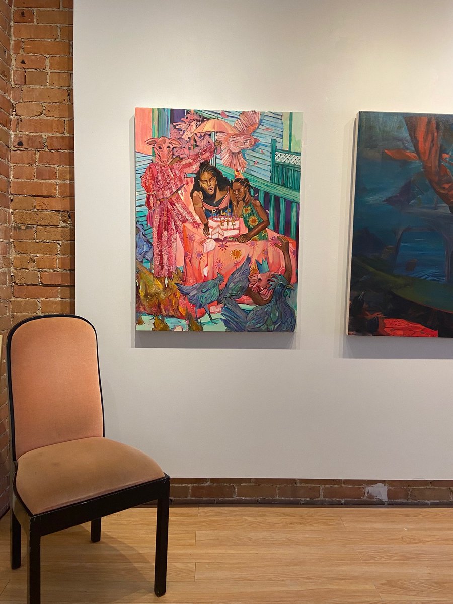 Just a small moment from MARBLE STRIKES MOON 🌙 I just love how the pink chair looked with Laurena's work. @lvurena