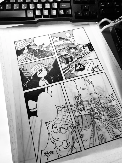 嫌なことがあっても、辛いことを思い出しても、こうやって好きな漫画を描いていると、色んな感情が無になっていきます。
背景の練習もかねてます! 