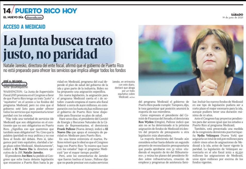 Ah mira, si la Junta de Control Fiscal está cabildeando en contra de que nos den paridad en fondos de Medicaid. WTF 🤬