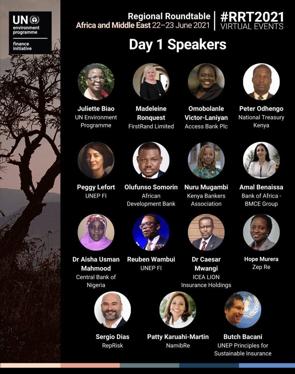 NuruMugambi's tweet photo. UNEP FI will next week host the Regional Roundtable for Africa and Middle East ... it’s encouraging to see how financial institutions in the region are increasingly taking up #SustainableFinance #GreenFinance practices. #RRT2021
@UNEP_FI @funsosomorin @sidiodhiambo @reubenmuhindi https://t.co/Yr3b4TAC1F