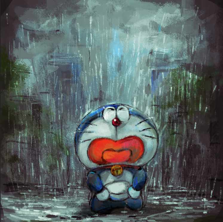 「雨... #ドラえもん 」|望月田吾作のイラスト