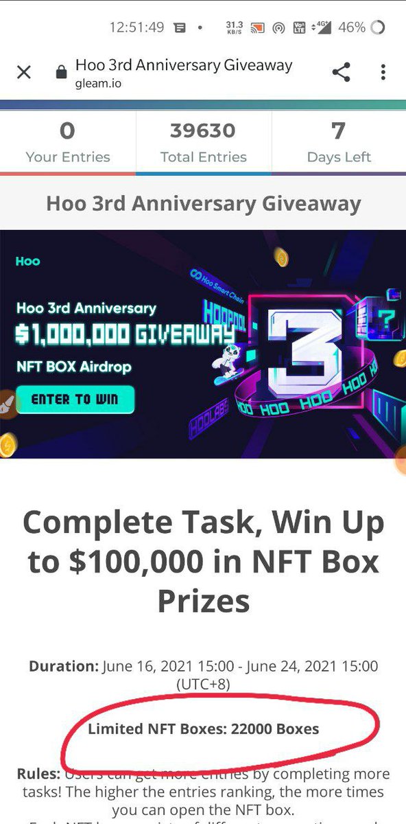 Airdroplite0's tweet photo. Hoo Anniversary Giveaway Live ( 6th airdrop )🤑🤑

Total $1000000 ( $10lakh) giveaway for all users ( don't miss )🔥🔥🔥

Link - https://t.co/BNLlW6LzQv https://t.co/VP3gMCGMXU
