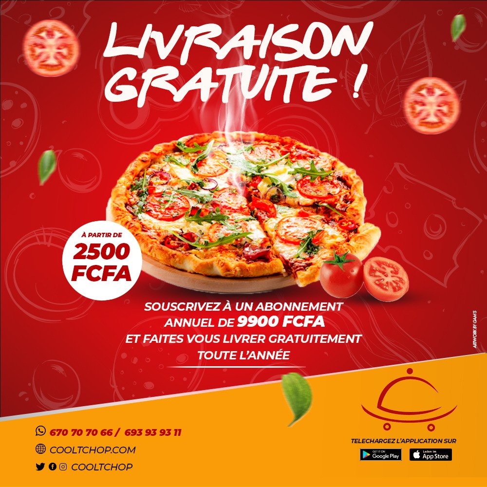 cooltchop's tweet photo. Désormais nous prenons en charge vos frais de  livraison sur vos commandes chez vos restaurants habituels.

#restaurant237 https://t.co/hrN7uYR9Bk