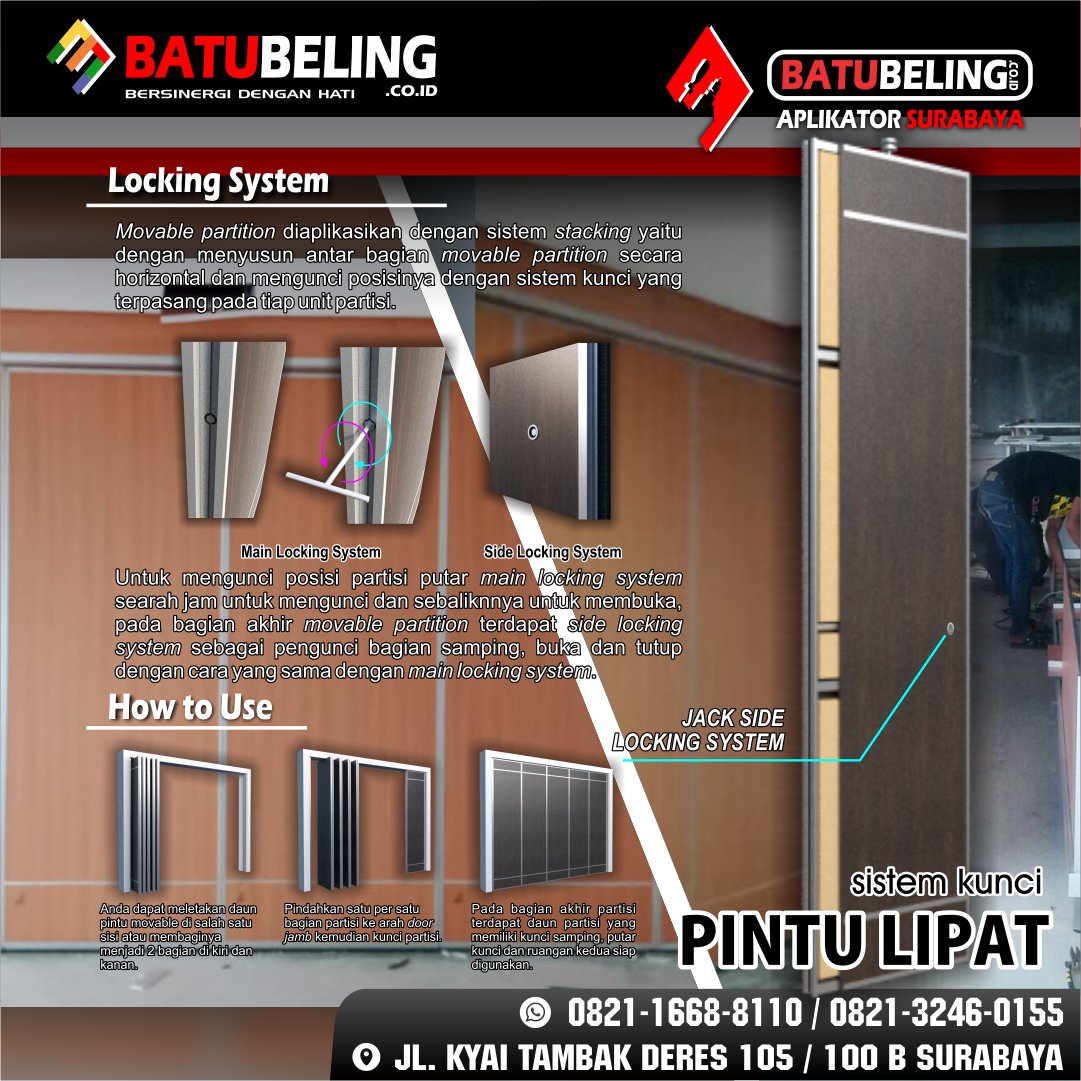 batu_beling's tweet photo. Pintu lipat / Partisi geser yang kami produksi menggunakan locking system dimana Movable partition diaplikasikan dengan system stacking yaitu dengan Menyusun antar bagian movable partition secara https://t.co/jbDrADqZGE