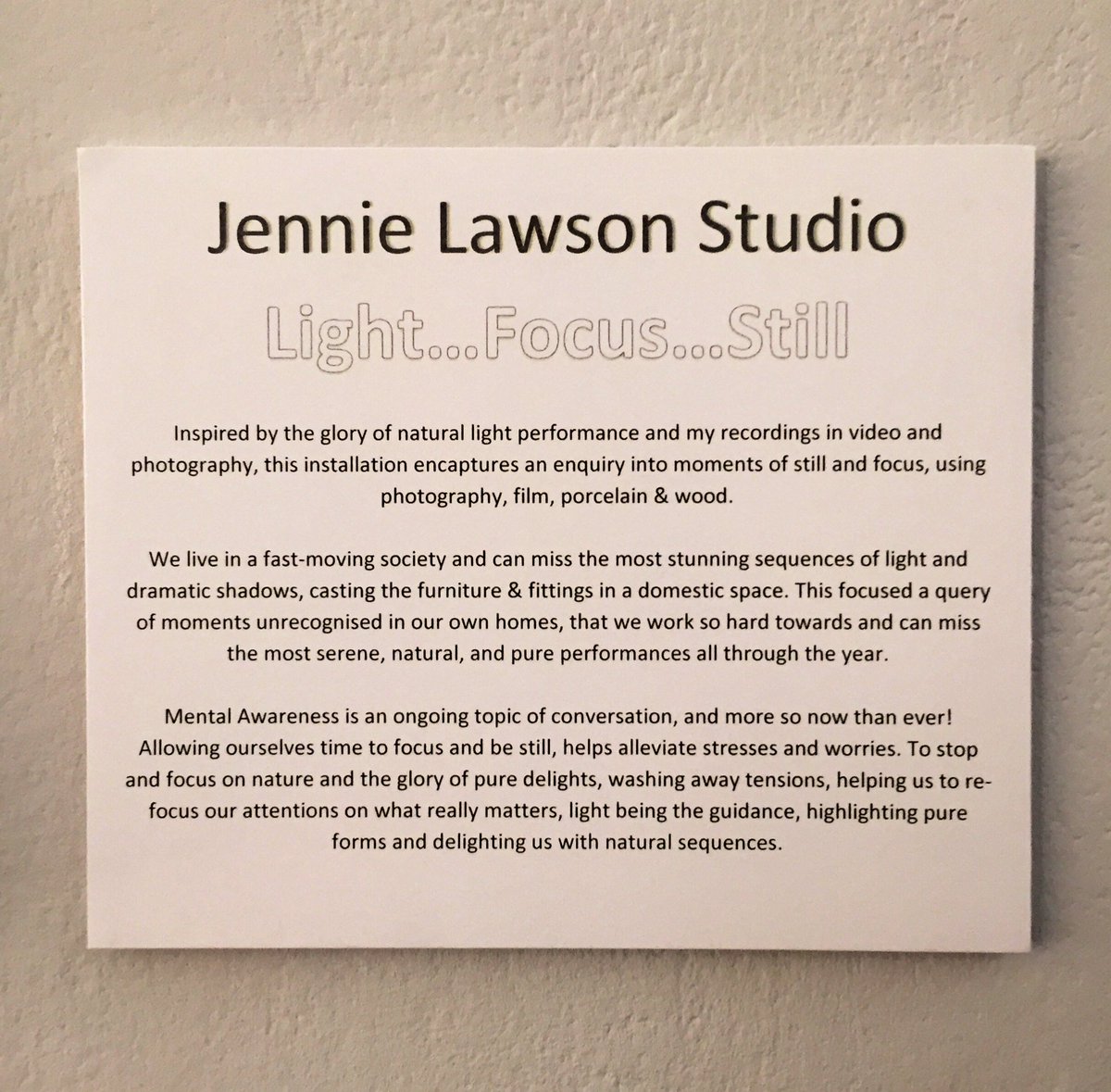 ‘Light...Focus...Still’ #degreeshow #mindfulness #MentalHealthMatters #light #focus #still #naturallightperformance #lightandshadow #fineart #lightmoments #shadowcast #lightglory #porcelain #photography #artphotography #lightprojection #filmart #artinkent #artinstallation