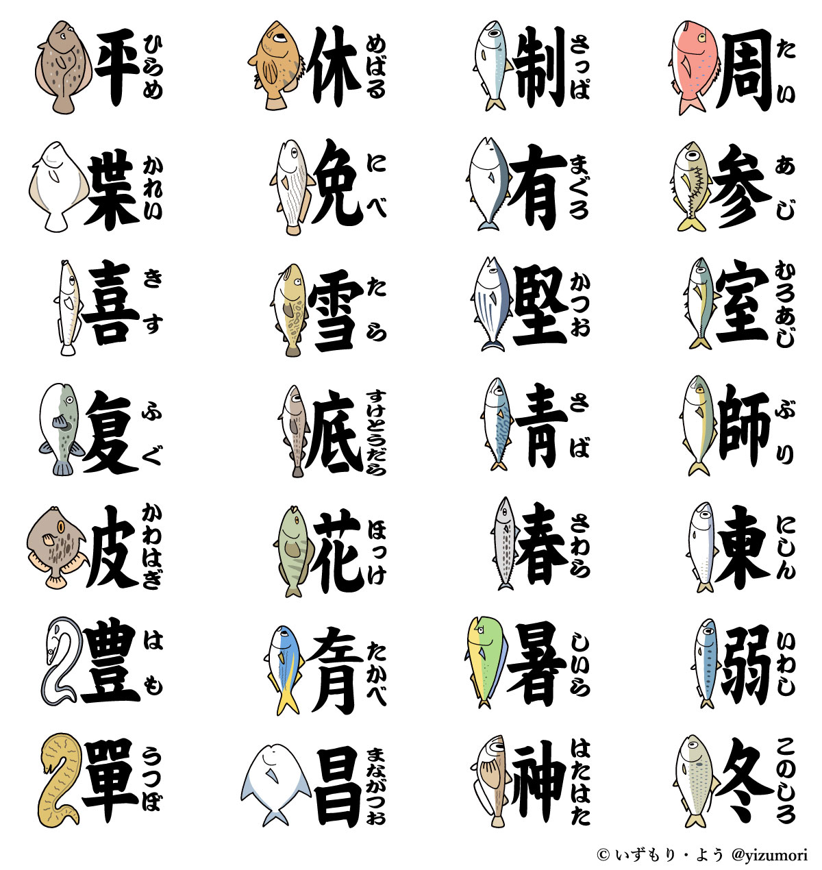 いずもり よう 魚偏のイラスト漢字はsuzuriで商品展開中です T Co Abka5gjme1 T Co Ah5tqctvnx Twitter