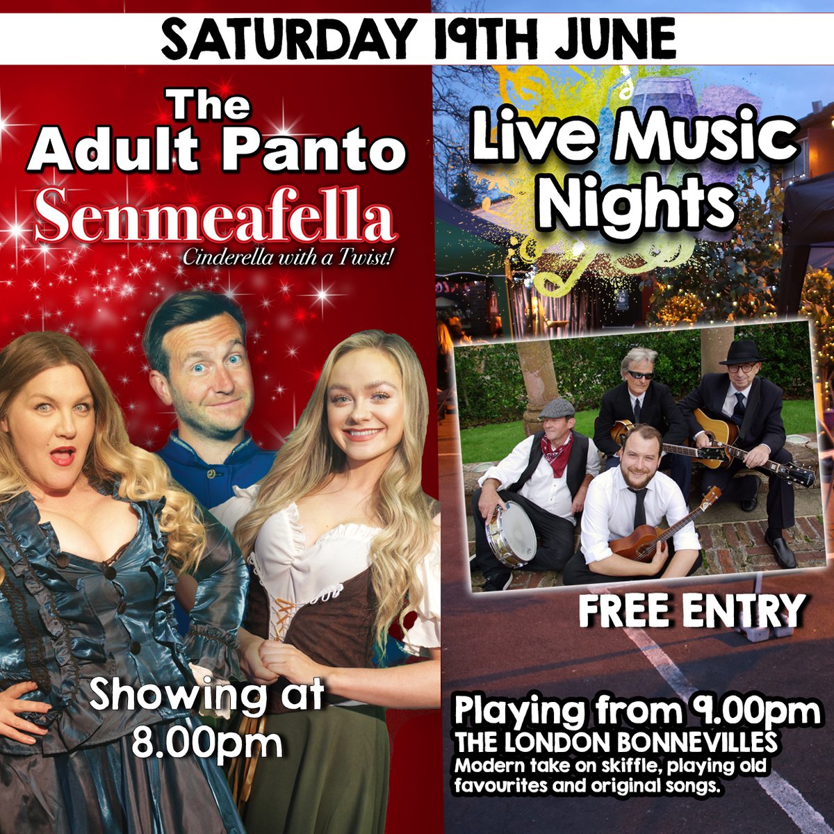 Tonight at the Market Theatre - a great line-up of ADULT PANTO at 8pm and LIVE MUSIC from 9pm. Book a seat for the show and then stay for live music, or just book a table for live music? Make a night of it and bring a take-away too! All the details here - markettheatre.co.uk/whats-on/