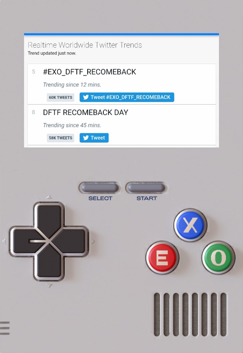 .@weareoneEXO Worldwide Trends:

#5 #EXO_DFTF_RECOMEBACK
#8 DFTF RECOMEBACK DAY