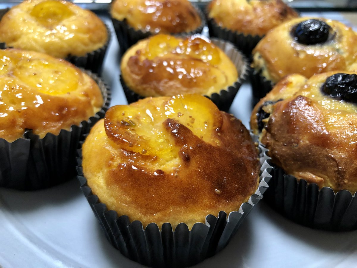 ট ইট র Rio Kane 今週は大豆粉とアーモンドプードルで作るマフィンが出来ました 金柑タイプと定番の ブルーベリーチーズ なかなか良いかも マフィン 大豆粉 アーモンドプードル ブルーベリー チーズ 金柑