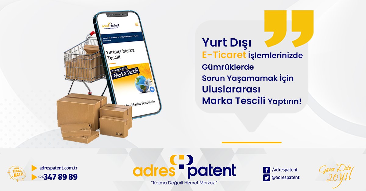 adrespatent's tweet photo. 👉E-ticaret sınırları ortadan kaldırdı. İhracat şimdi her zamankinden daha kolay❗ Uluslararası #markatescili ile gümrüklerde sorun yaşamadan e-ticaret süreçlerinizi yönetin.

Detaylı bilgi alın: 
💻 https://t.co/uSVvPYHVDM
☎ +90 212 347 8989

#yurtdışıtescil #adrespatent https://t.co/p9rXkJPcJV