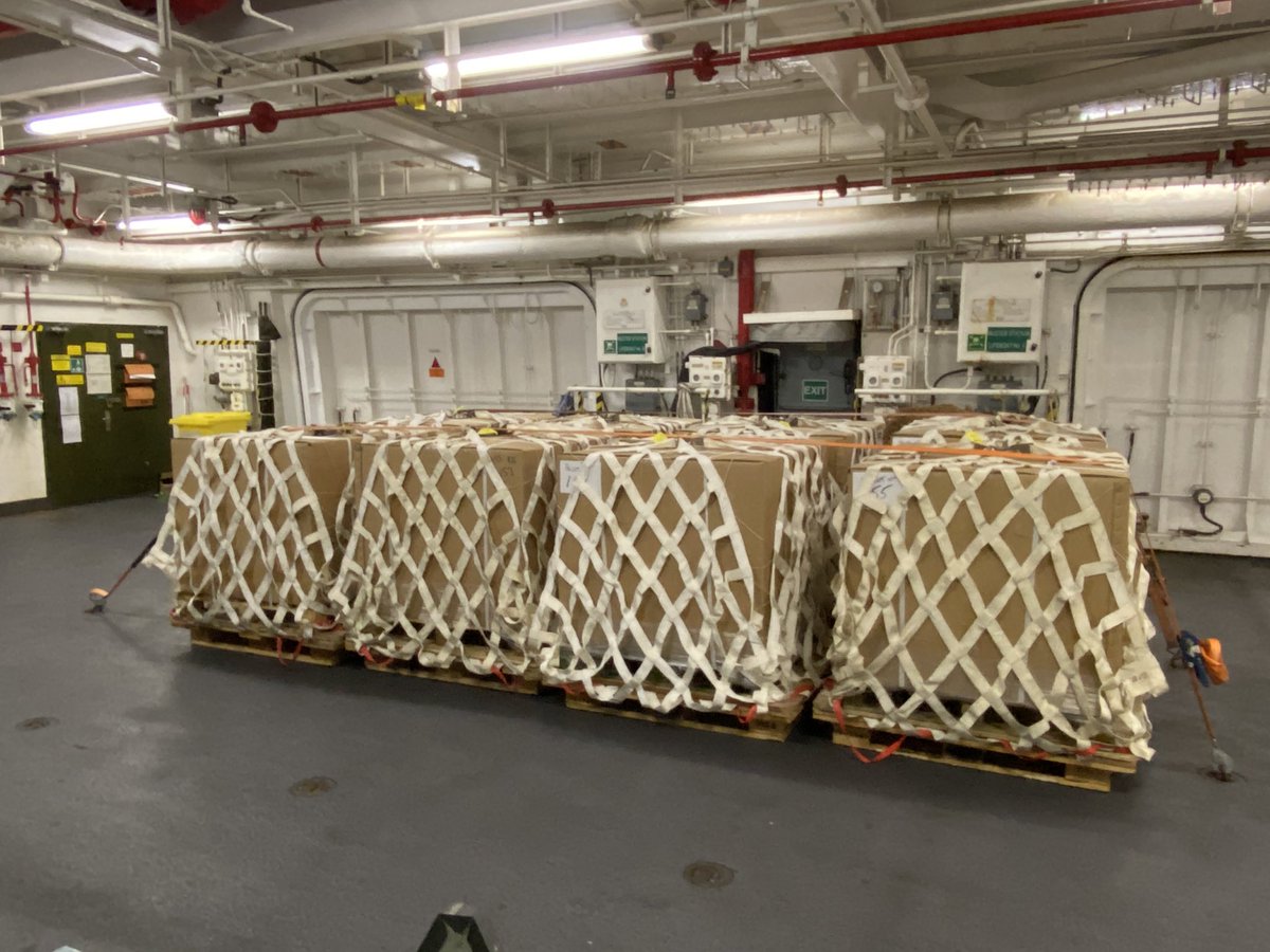 RFAFortVictoria's tweet photo. Preparations for tomorrow’s Replenishment Serial. Whose the lucky customer this time? #NAAFI #lotsofcalories @RFAHeadquarters @RoyalNavy @smrmoorhouse #CSG21 #OPFORTIS https://t.co/0AIdNvPRI0