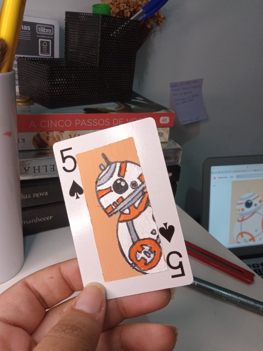 RMakeit's tweet photo. Como prometido kkkkkkkkkk não ficou tãooooo ruim vai @Mabily_Art 

Personagem: BB-8 
Carta: 1 https://t.co/cYEaWYrUnj