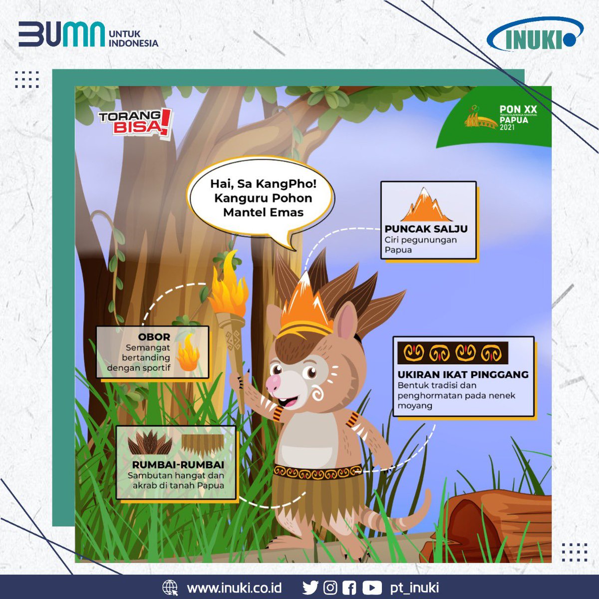 #SobatBUMN, kam su kenal kah tra sama Drawa dan Kangpho? Yuk kenalan sama dua maskot PON XX yang menggemaskan ini.
Nah, kam tim Kangpho atau tim Drawa nih? Tulis kam punya jawaban di kolom komentar eh 😁

#PONXXPapua #MaskotPON #KisahKangphoDrawa #TorangBisa
#BUMNuntukIndonesia