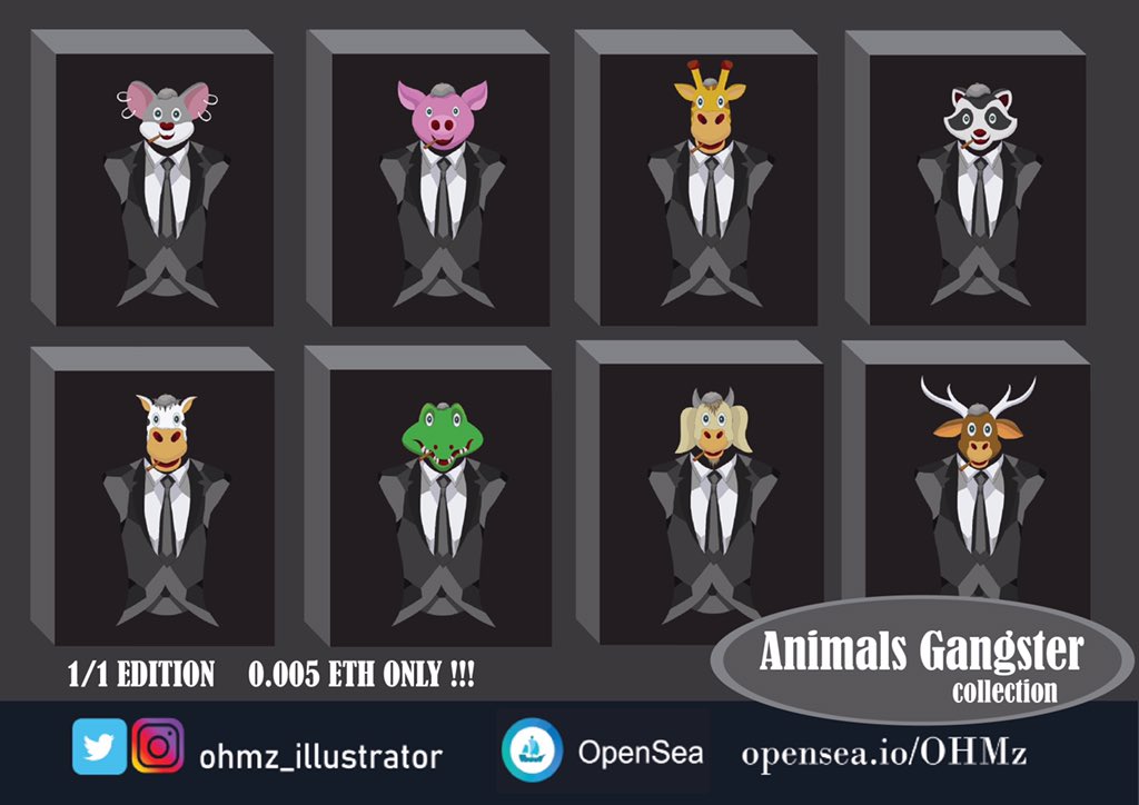 Animals Gangster Collection🔥
DROP NOW‼️‼️
opensea.io/collection/ani…

#Cryptoart #cryptoartist #NFTS #NFTCommunity #NFT #nftart #nftcollectors #NFTartist #nftcollectibles  #digitalart #foundation #art #nft #opensea
