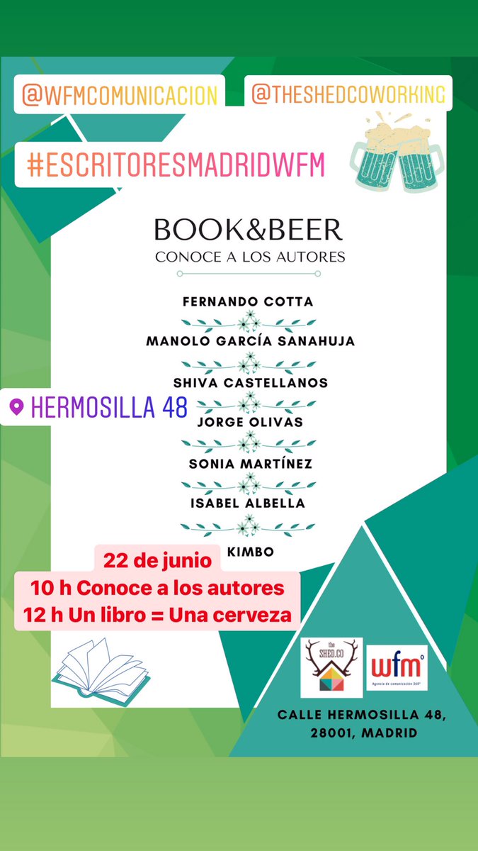 #WFMcomunicacion #TheShedco #EscritoresMadridWFM #FernandoCotta #viasliterarias #ShivaCastellanos #IsabelAlbella #JorgeOlivas #SoniaMartinez #Kimbo